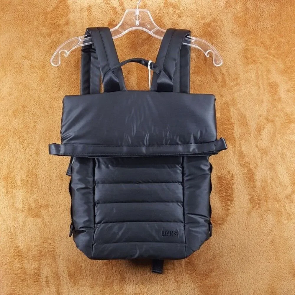 RAINS Unisex Black Bator Puffer Backpack Waterproof Padded Laptop Pocket